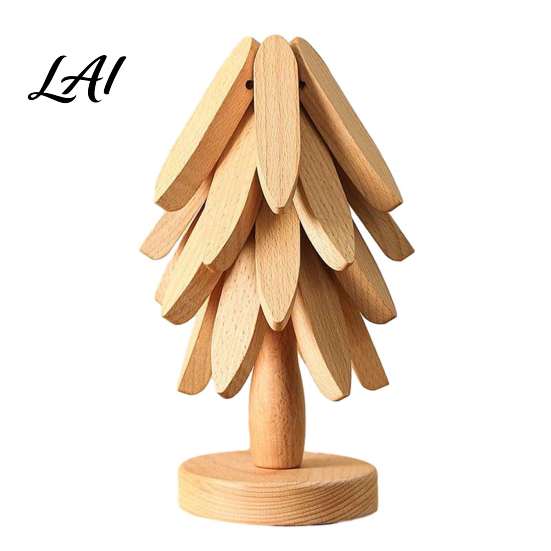 Christmas Tree Shaped Pot Mat Collapsible Wooden Trivets for Hot Dishes Table Wood Heat Holiday Tabletop Decor Dining Resistant Holder Set