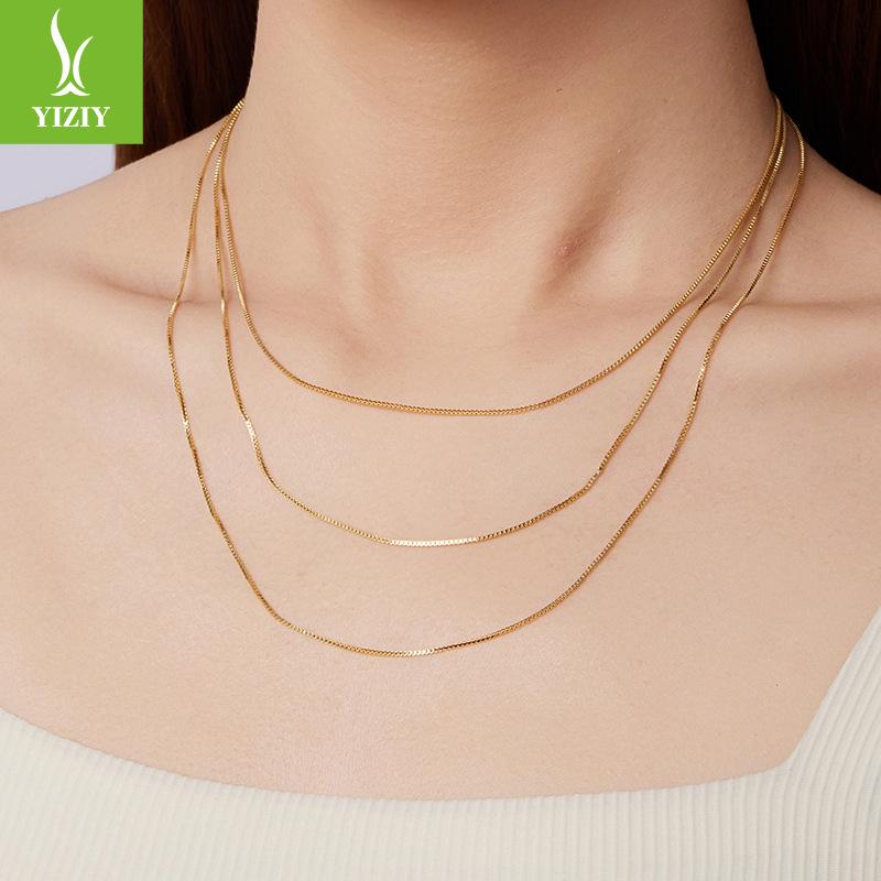 S925 Sterling Silver Basic Necklace Single Chain, Popular Versatile Box Chain
