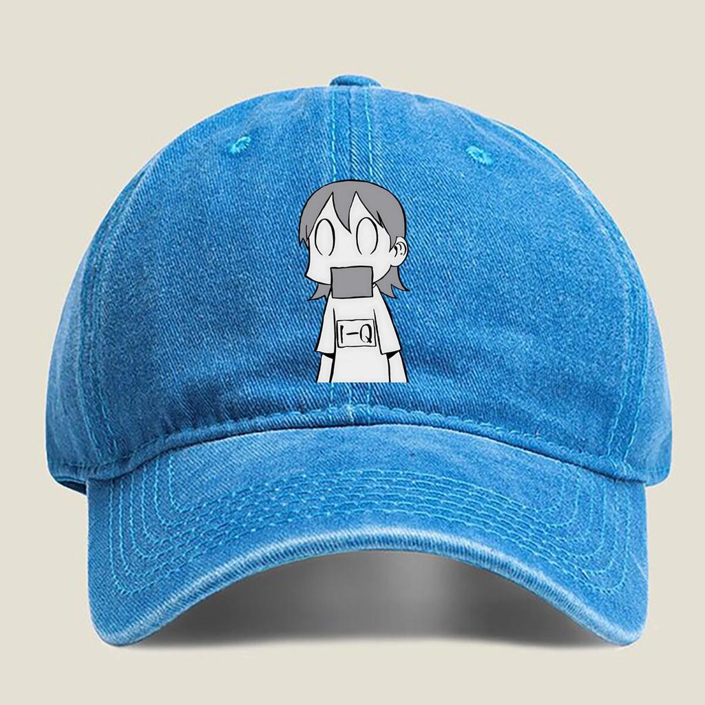 Cartoon Girl with Mask Fashion Washed Baseball Cap Hat Outdoor Activities