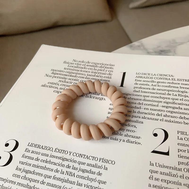 

5 шт./набор Новая мода Матовый однотонный Телефонный провод Эластичная резинка для волос Матовый спиральный шнур Резинка для волос Заколка для волос Эластичная повязка на голову Резинка бежевый