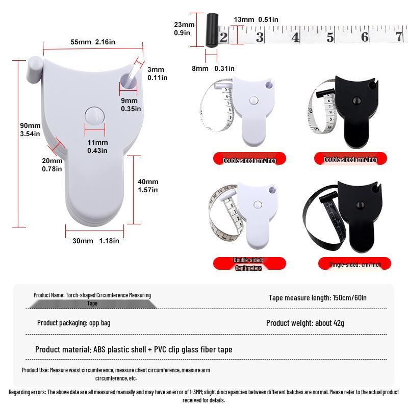 Y-Shaped Retractable Tape Measure, Metric & Imperial, 1.5m, 3D Circumference Design