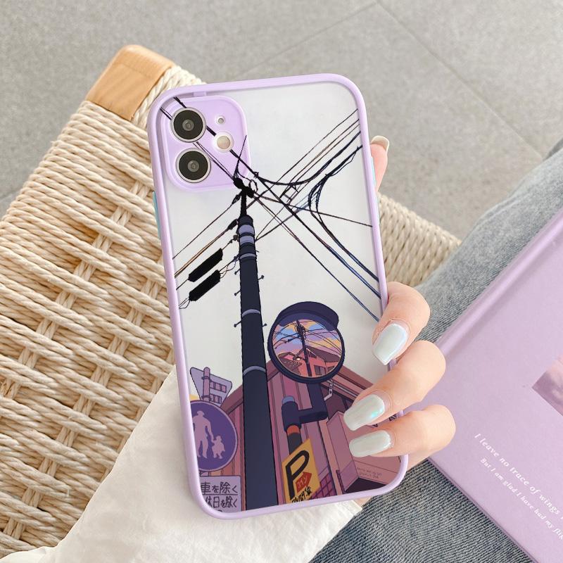 Japanese Anime Painted House scenery Phone Case For iPhone 16 15 Plus X XR XS Max 17 16 15 13 12 11 14 Pro Max Hard Matte Cover