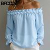 Women's Fashion One-shoulder Long Sleeve Spring Autumn Casual Blouses & Shirts