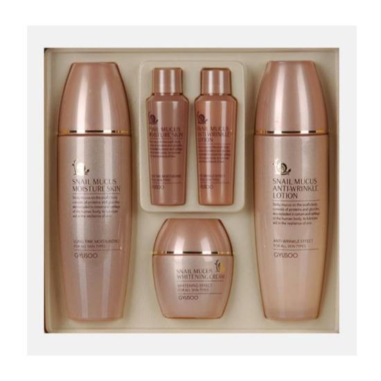 Gyusoo Snail Mucus 3-Piece Skincare Set – Moisture Skin, Anti-Wrinkle Lotion & Whitening Cream Gyusoo Snail Mucus 3-Piece Skincare Set