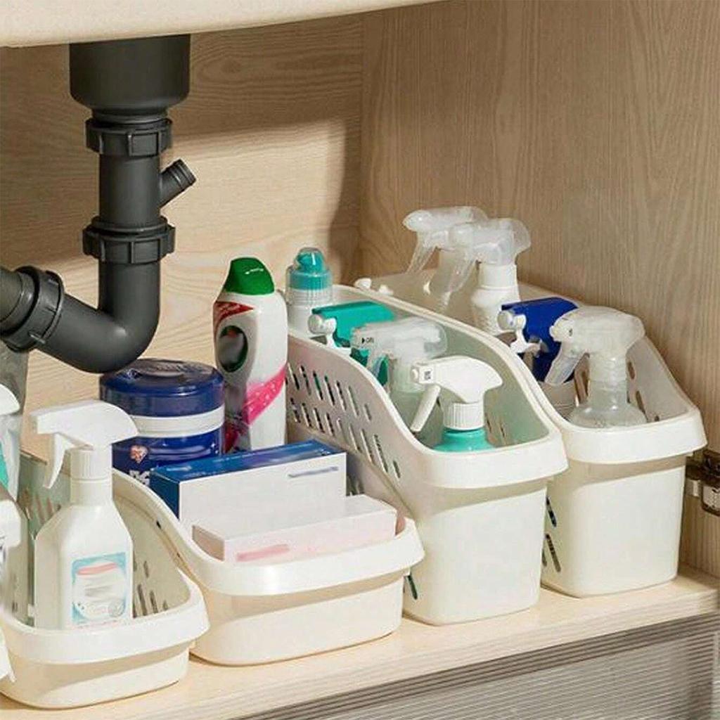 1 Stück Kunststoff Schrank Aufbewahrungsbox, Küchenspüle Untergestell Organizer Korb mit Rädern zur Aufbewahrung kleiner Gegenstände