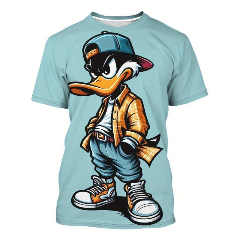 Funny Men's T Shirt Cartoon Duck Print Casual Short Sleeve Tops Tee Fashion T-shirts Outdoor Streetwear  Hip Hop Clothing