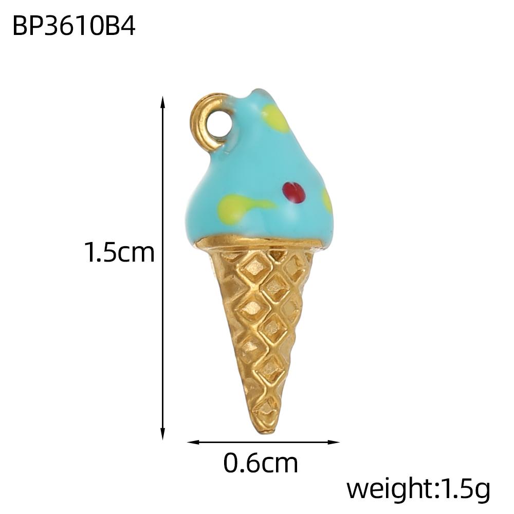 CARLIDANA Fruit Series Charm Enamel Stainless Steel Gold Plated Oil Drop Ice Cream Pendant for DIY Jewelry Necklace Making