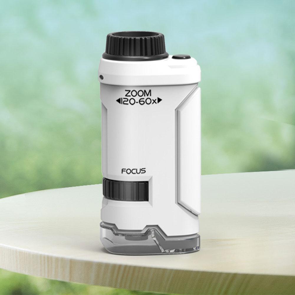 60-120x Portable Microscope with LED Light Handheld Microscope Little Scientist Microscope Science for Kids