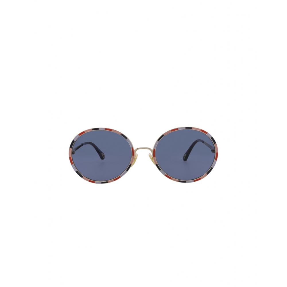 

Chlo Round Frame Metal Sunglasses Gold Gold Blue One Size