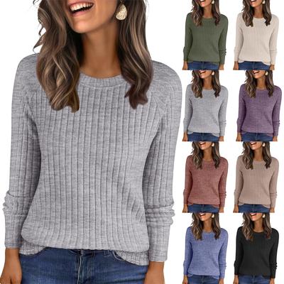 Women's Fashionable Long-sleeved Pullover -color Top
