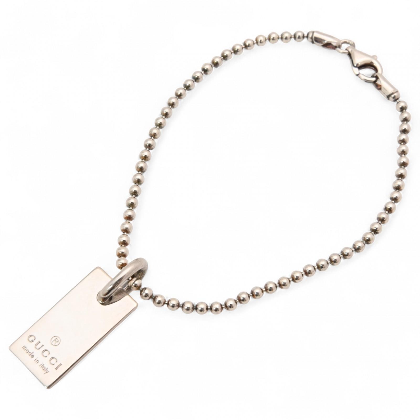 

Auth GUCCI Bracelet Logo Plate Ball Chain 925 gu9905ff