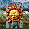 2D Flat 1pc Trebalena 1pc Vintage Embossed Aluminum Metal Sign "Charming Sun Face In Denim Overalls Metal Wall Art - Rustic Farmhouse Decor for