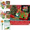 Bloemenboeket Kerstkalender met aftelfunctie en bouwstenen in een verrassingsdoos voor knutselprojecten en als kerstcadeau.