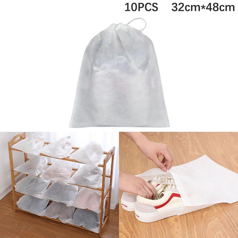 

10 шт./компл. чехлы для обуви из нетканого пылезащитного шнурка, прозрачная сумка для хранения обуви
