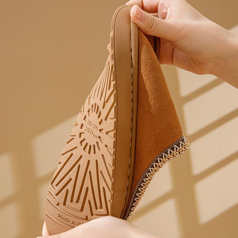 Suede couple cotton slippers autumn and winter indoor home use thick-soled plush slippers outer shoes