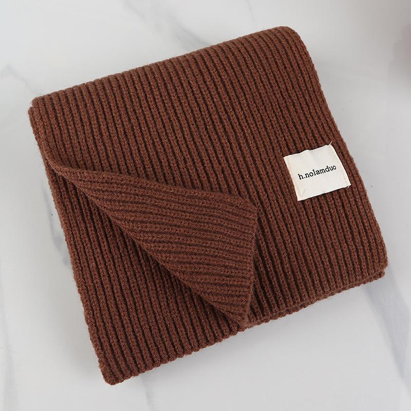 Autumn and winter thickened scarf women's high-end Korean version solid color lengthened knitted scarf to keep warm girlfriends windproof shawl