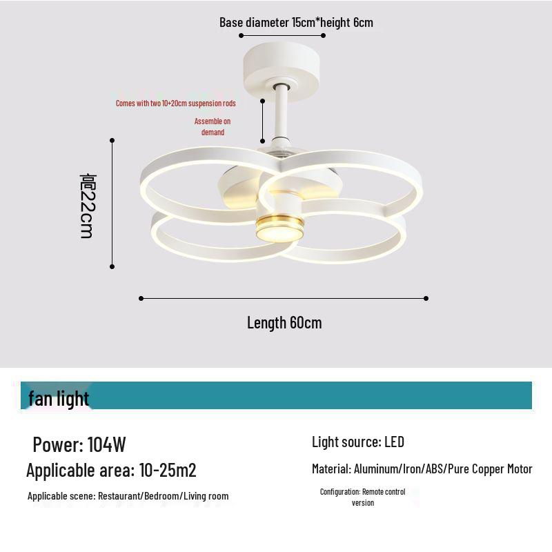 

Nordic Minimalist Silent Ceiling Fan with Integrated LED Pendant Light for Living Room, Dining Room, or Bedroom – Variable Frequency, 2025 Design.