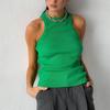 Gerippte Strick Damen Sommer Stricktops Sportweste Schulterfrei Tanktop Lässige Ärmellose Tops