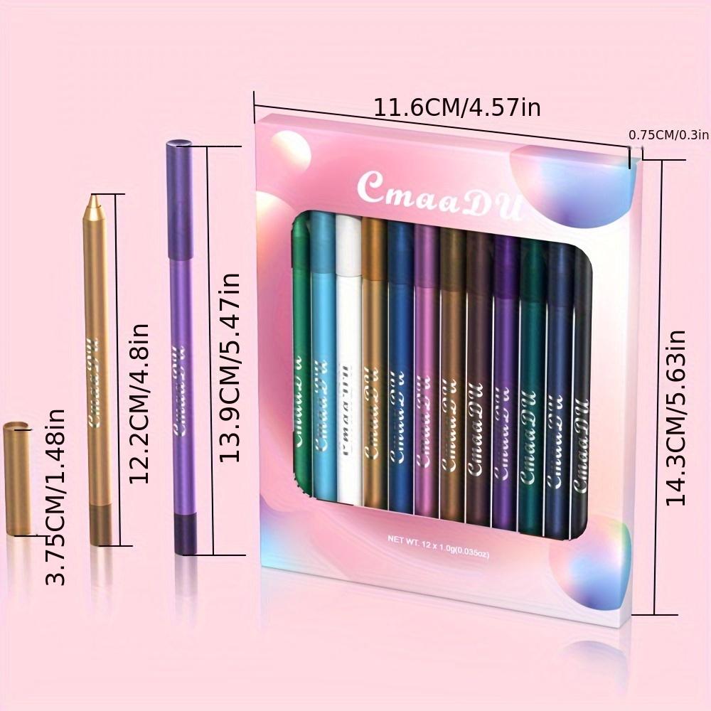 CMAADU 12pcs Waterproof Eyeliner Pencil Set - Sweat-Resistant, Transfer-Proof, Shimmering Multi-Color Eyeshadow & Highlighter Kit for Beginners