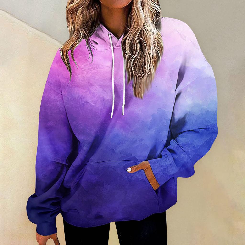 Women's Fashion Daily Versatile Casual Crewneck Sweatshirts Graphic Daily Long Sleeve Gradient Patchwork Printed Top Sweatshirts