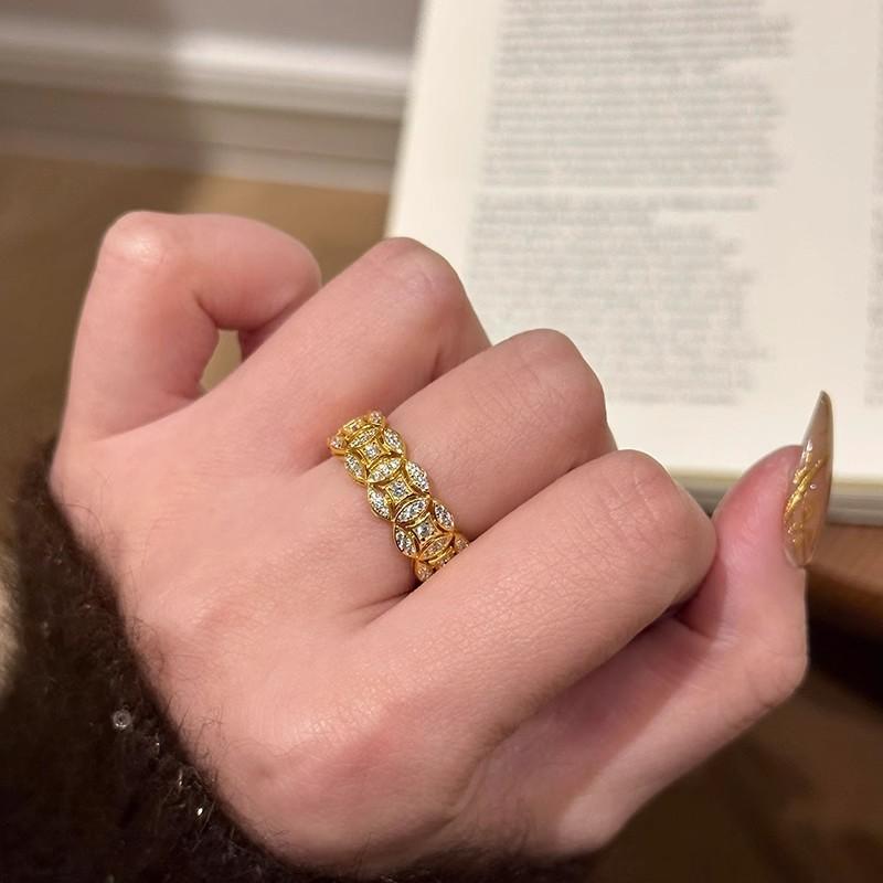 Five Emperors Money Ring New Chinese Sand Gold Flash Diamond Lucky Ring Classic Versatile Jewelry