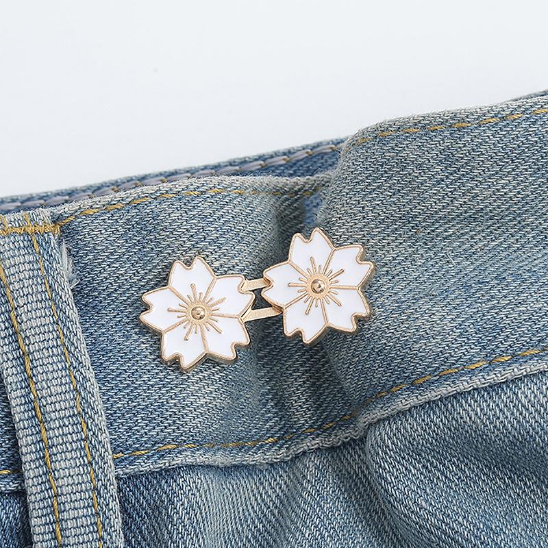 

Colorful Sakura Adjustable Tightener Waist Buckle For Jeans Flower Shaped Button Adjuster For Pants And Skirts Waist белый