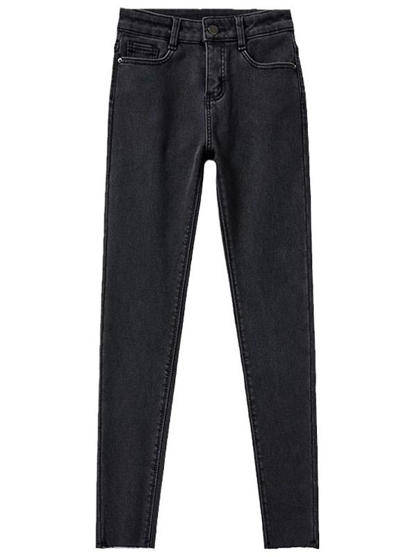 Women's Slim-Fit High-Waisted Grey Denim Jeans with Stretch, Spring/Autumn 2026 Collection, Body-Shaping Pencil Pants