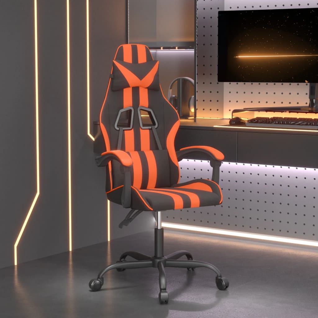 Gaming Chair Black and Orange Synthetic Leather
