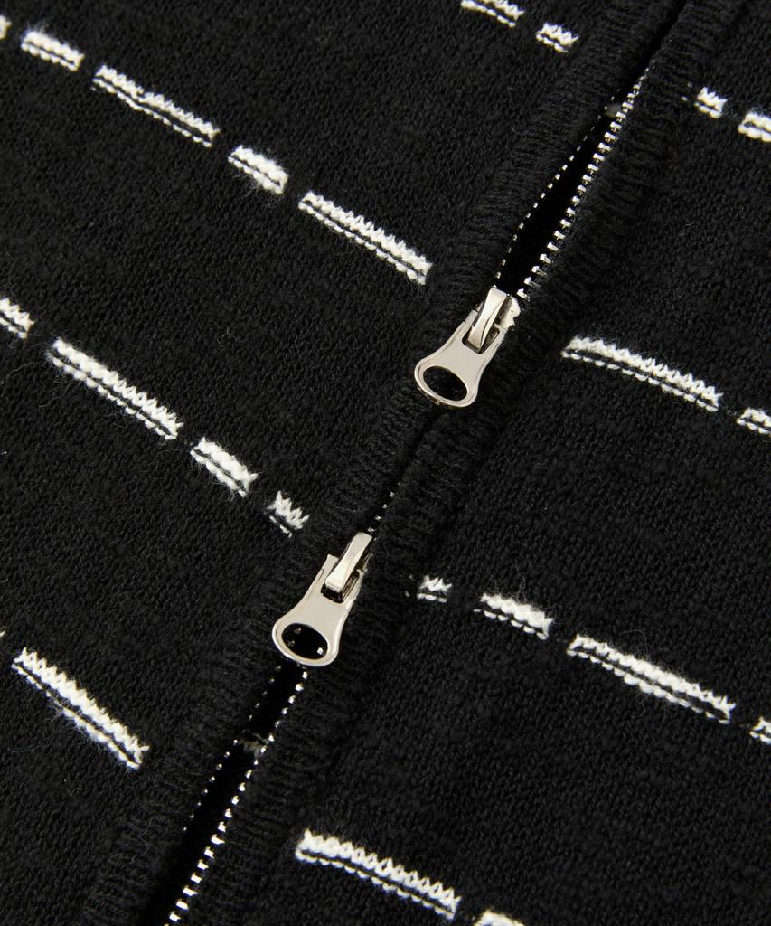 COFWI Miller Striped Knit Zip-Up Black