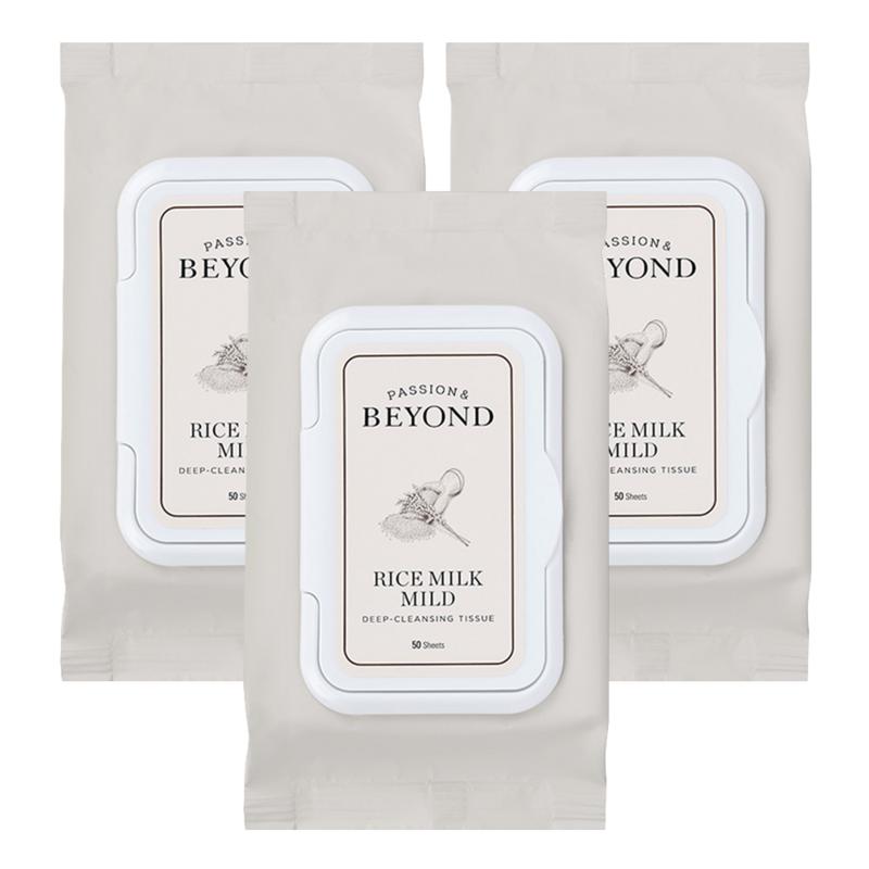 Beyond Rice Milk Mild Deep Cleansing Tissues, 50 wipes, 3 pcs