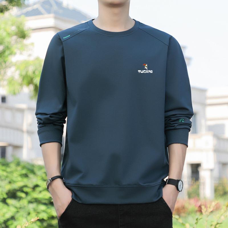 Men's Woodpecker Casual Long-Sleeve T-Shirt, 2025 Spring/Autumn, Plus Size Loose Fit, Round Neck Handsome Sweatshirt.