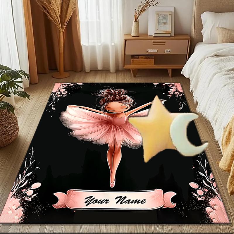 1PC Custom Name Dance Pink Elegance Theme Floor Mat Ideal for Living Room, Game Rooms, Office, Bedroom,Floor Mat Playful Design