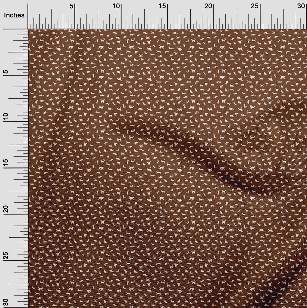 oneOone Cotton Flex Brown Fabric Cat Fabric For Sewing Printed Craft Fabric By The Yard 40 Inch