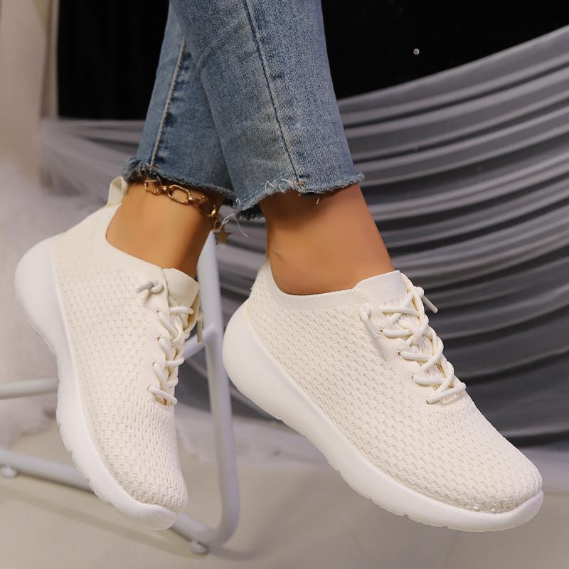 Fashion Casual Breathable Mesh Lace Up Sports Sneakers Women 2025 Autumn Comfort Soft Sole Running Shoes Non Slip Low Heel Sneakers