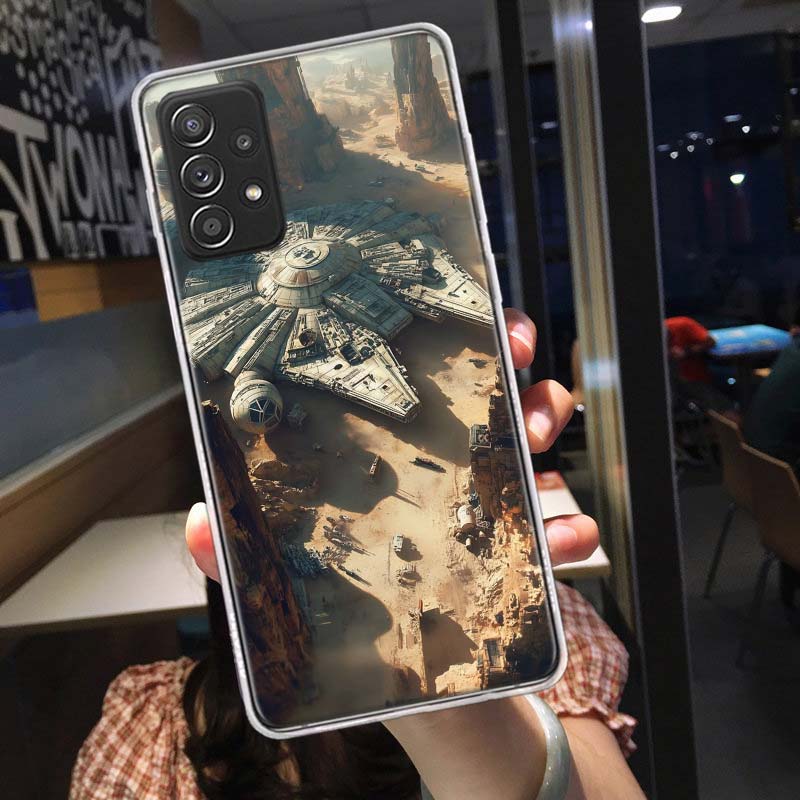Millennium Falcon in Space Phone Case for Samsung A54 A57 A37 A17 A14 A15 A12 A24 A34 A55 A35 A25 A52S A07 A05S A04S A22 A32 A72