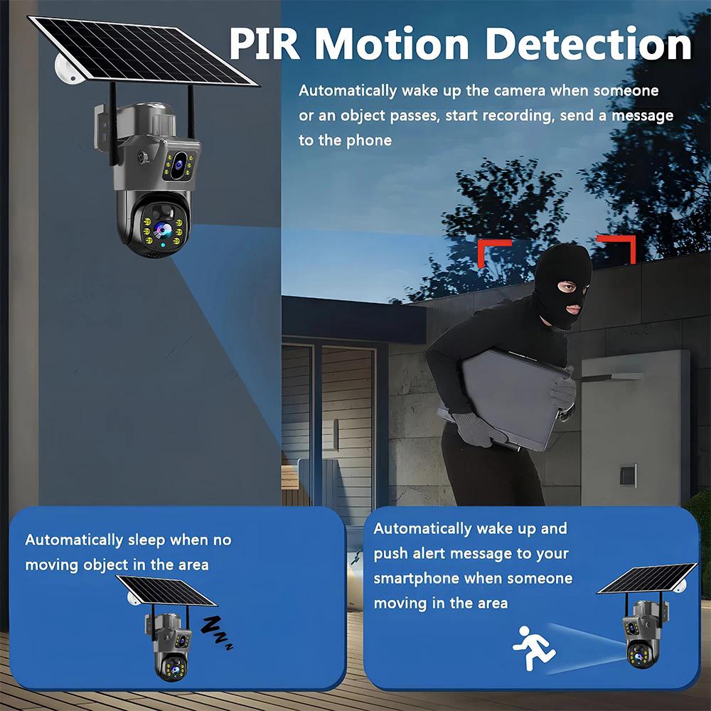 Outdoor Waterproof Solar Camera 4G/Wifi Home Full Color HD Remote Low Power Consumption Monitor with Night Vision