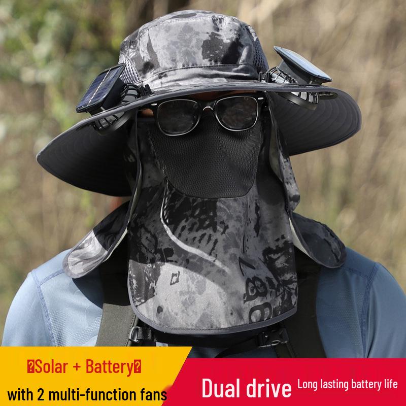 Men's Solar-Powered Cooling Hat with Detachable Fan for Outdoor Work