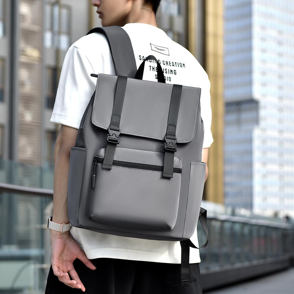 Schoolbag Solid Color Simple Fashion Backpack Large Capacity Trend Laptop Backpack Premium Student Casual School Bag