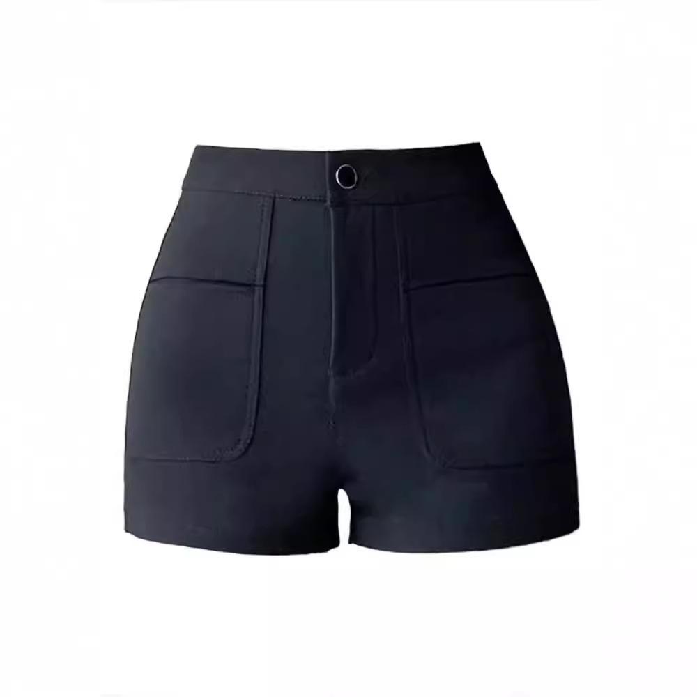 Women's High Waist Black Suit Shorts - Autumn/Winter 2024 A-Line Hip-Hugging Bootcut