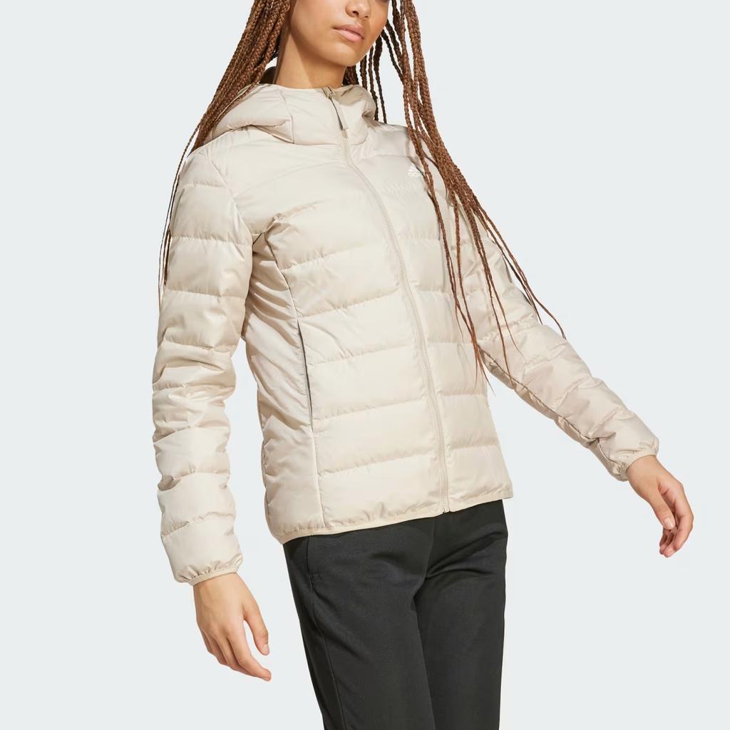 adidas Essentials FW24 Lightweight Minimalist Warm Waterproof Hooded Duck Down Jacket Women Jacket Beige IX8930