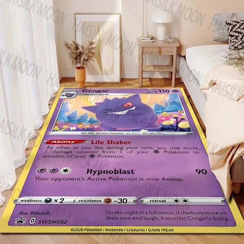 Cartoon Gengar Pokémon Card Printing Carpet for Living Room Bedroom Kid's Room Home Decor Area Rug Sofa Play Mat Gift Potdemiel