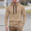 European Size Men's Casual Pullover Jacquard Pocket Sweater Small Square Quilting Cotton Fabric Hooded