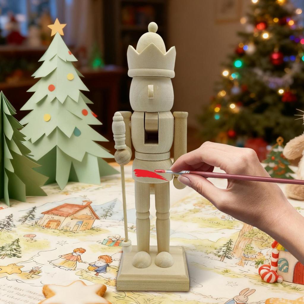 Wooden Nutcracker Ornaments Unpainted Paint Your Own DIY Christmas Nutcracker Figures for Living Room Decoration
