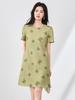 Tencel Linen A-line Dress with Butterfly Embroidery - French Style Slimming Fit for Women