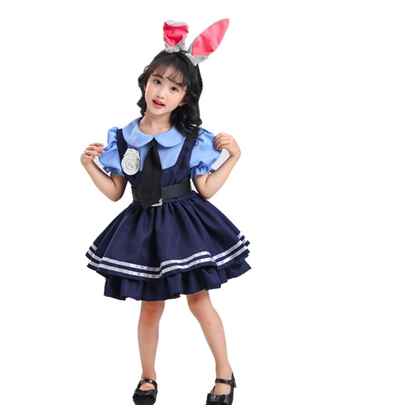 Disney Zootopia Judy Halloween Costume Rabbit Police Animation Cosplay Female Police Rabbit Costume Carnival Performance Costume 100cm синий