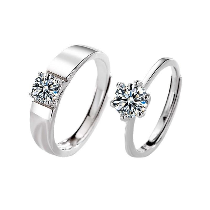 Korean Style Classic Zircon Couple Rings - Timeless Love Trend for Men and Women