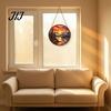 Window Light Refracting Art Stained Glass Style Suncatcher, Mountain Sunset Landscape Hanging Ornament, Colorful Artistic Sunlight Reflector