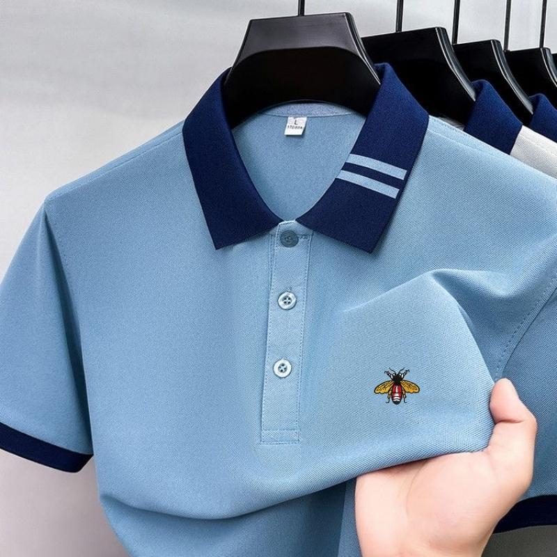 Embroidered New Men's Business Casual Short Sleeved Polo Shirt, Fashionable, Breathable, Comfortable and Versatile Top