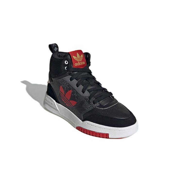 Adidas Originals Drop Step J Casual Durable High-Top Skate Shoes Kids Sneakers Black Red GX6353