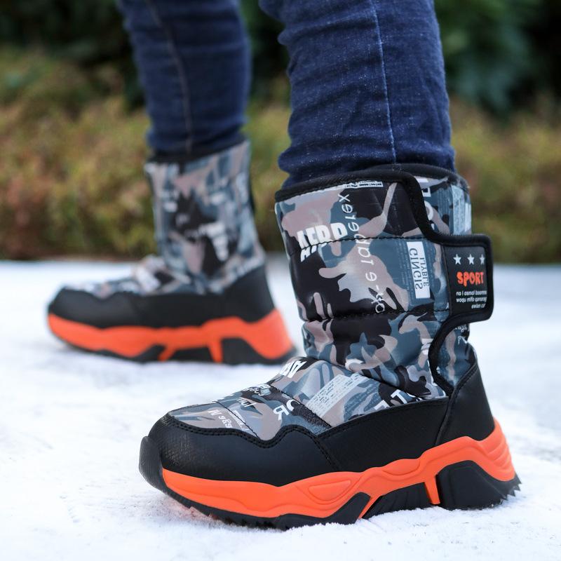 Children's Snow Boots Big Children's Winter Plus Velvet Cotton Shoes High-top Big Cotton Children's Boots